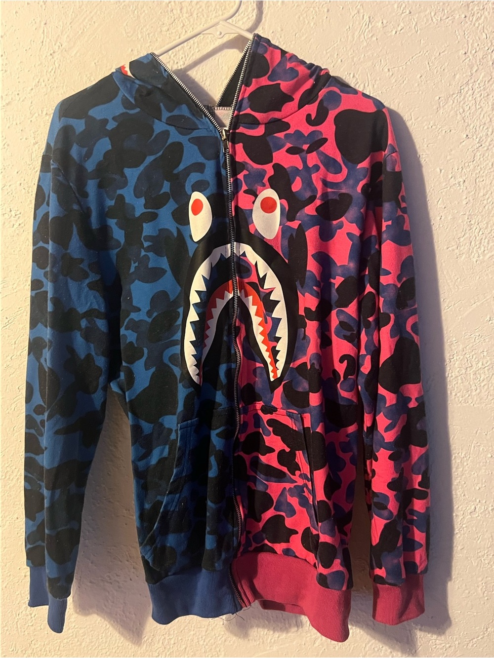 Blue & Pink Shark Camo Zip Hoodie